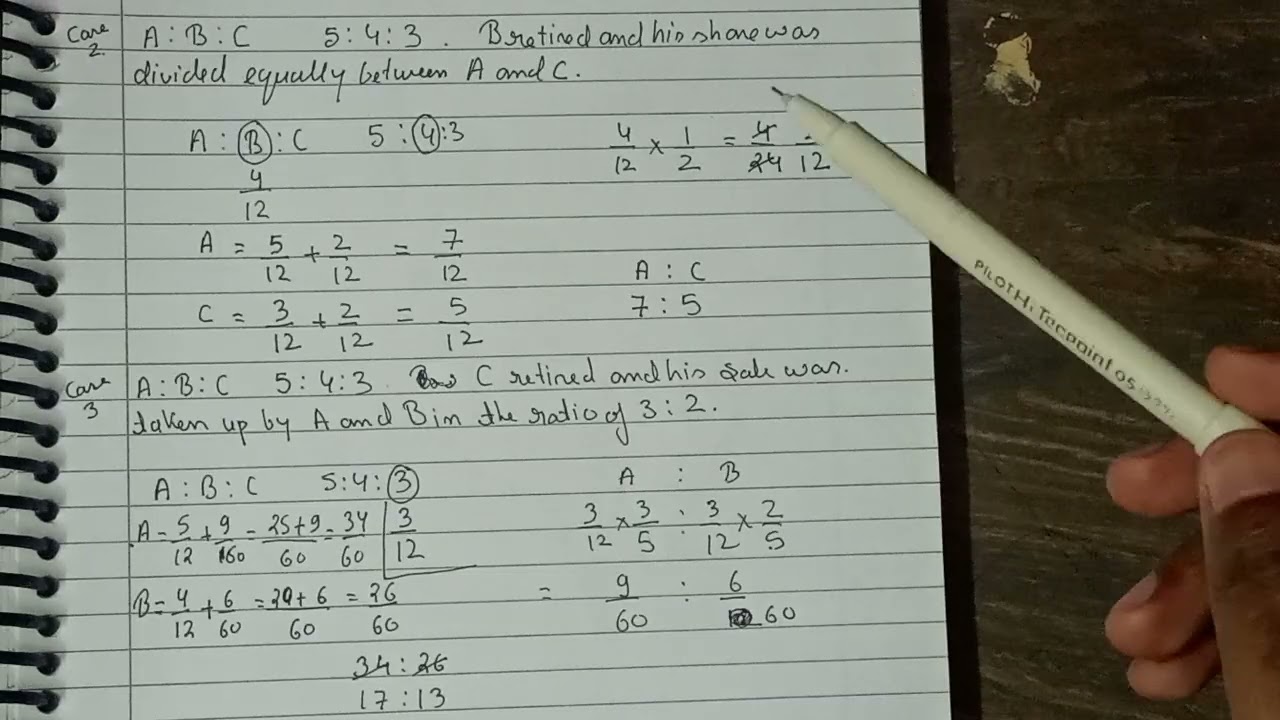 Retirement or Death of the partner 1 | Understanding the 6 case of ratio distribution 