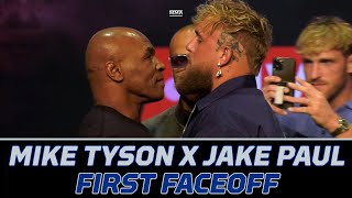 Mike Tyson & Jake Paul Go Nose-To-Nose In First Faceoff | Tyson vs. Paul