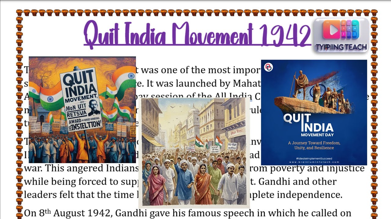 🇮🇳🔥 Quit India Movement 1942 | History in Simple Words | Typiing Teach ...