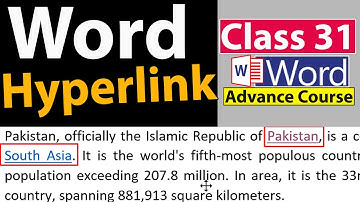Hyperlink in Ms Word - How to insert a Hyperlink in Word - Class No 31
