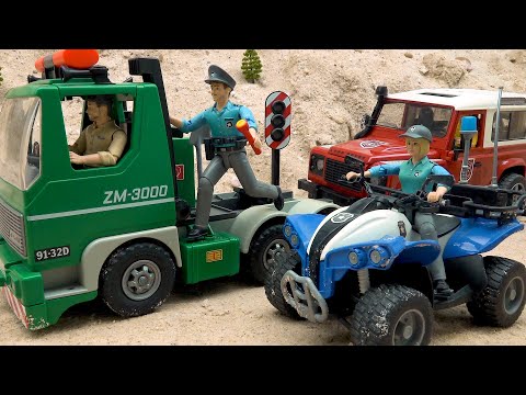 Rescue Police Car and Cement Trucks | Funny Stories Fire Truck Crane Truck Toy | B-STUDIO