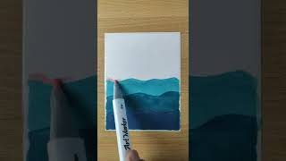 Scenery drawing with Marker - Challenge #shorts