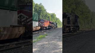 An Ac44C6M Leads Intermodal Train Wb With Ns8104 Lehigh Valley While Racing An Es44Dc Manifest Train