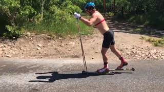 Classic rollerski: Double poling with transition to striding