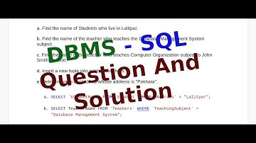DBMS - SQL Questions with Solution.
