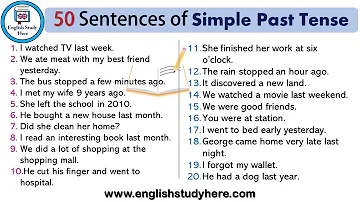 What are 10 examples of simple past tense?