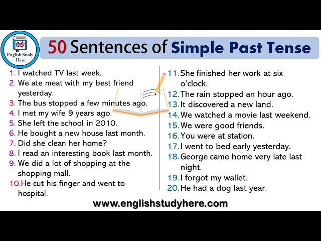 50 Sentences Of Simple Past Tense English Study Here