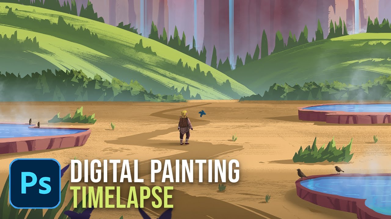 Waterfall Springs - Digital Painting Process Timelapse - YouTube