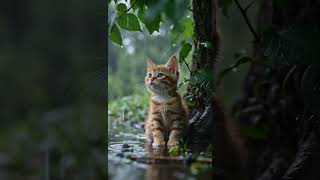 An Adorable Small Kitten Sitting under a Tree #cat #asmr