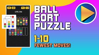 Ball Sort Puzzle Levels 1 to 10 Walkthrough [Fewest Moves!]