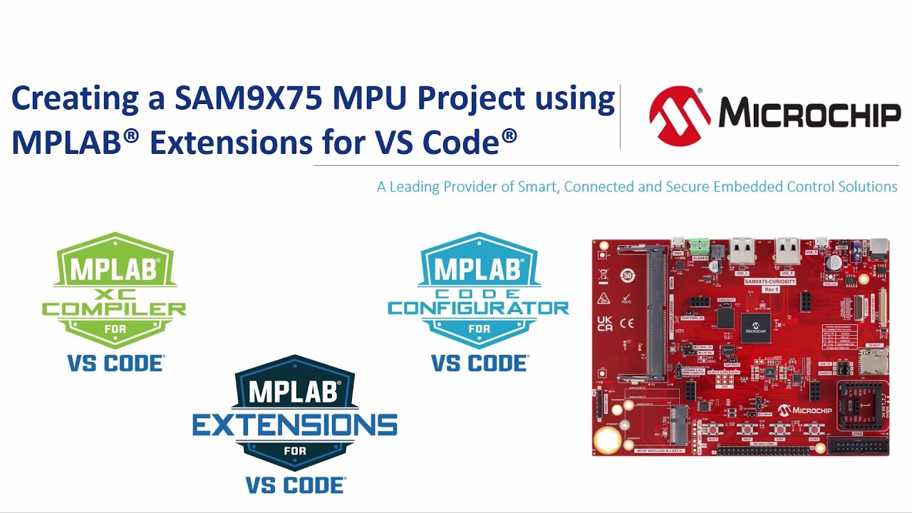 Создание проекта SAM9X75 MPU с использованием расширения MPLAB® для VS Code®