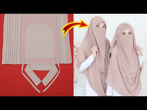 Instant Hijab Design With Nose Piece Cutting And Stitching/ Niqab Design DIY / Ready to wear hijab