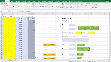 Excel - Kruskal-Wallis post-hoc using Dunn test