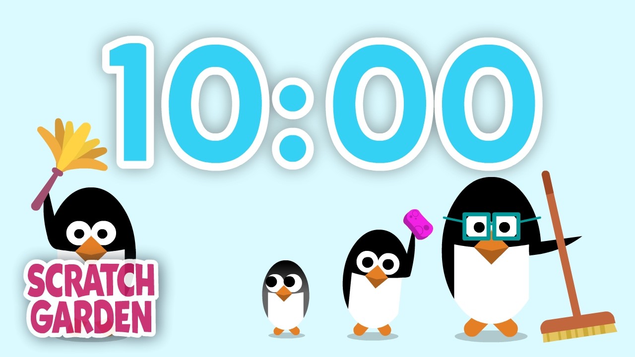 The Ten-Minute Clean Up Timer Song | 10 Minute Count Down | Scratch Garden
