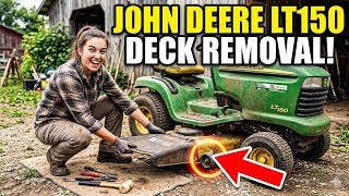 John Deere LT150 riding mower deck removal