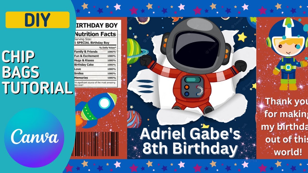 HOW TO MAKE A DIY CHIP BAG / CANVA TUTORIAL / BIRTHDAY PARTY YouTube