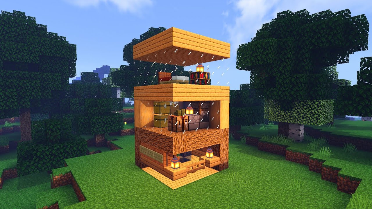 ⚒️ Minecraft Tutorial | How To Build a Small Modern Oak Survival House ...