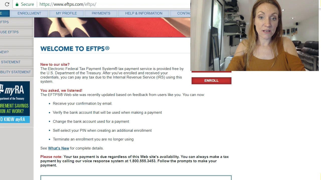 Enroll For Eftps As An Individual Or Business How To Make Estimated Tax Payments Youtube