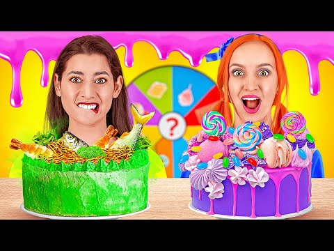 تحدي تزيين الكيك تدوير العجلة الغامضة 100 طبقة من الأكل 