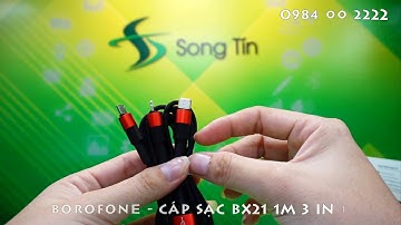 BOROFONE - Dây Cáp Sạc 3 in 1 BX21  - Cổng Lightning, Cổng Micro, Cổng Type C 1m