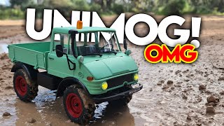 AWESOME UNIMOG! - RocHobby Mogrich 1/18th Scale RC Crawler Unboxing & Review and Mud Testing!