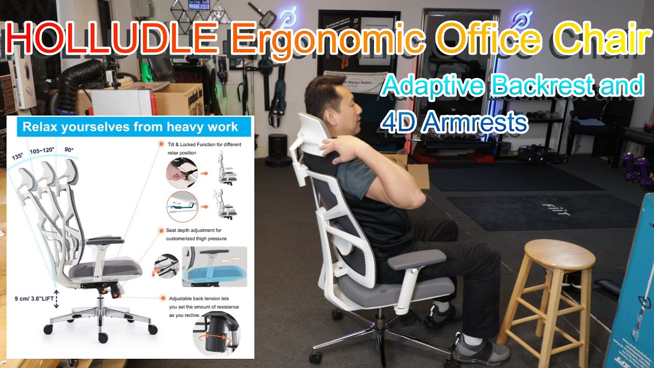 HOLLUDLE Ergonomic Office Chair with Adaptive Backrest review by