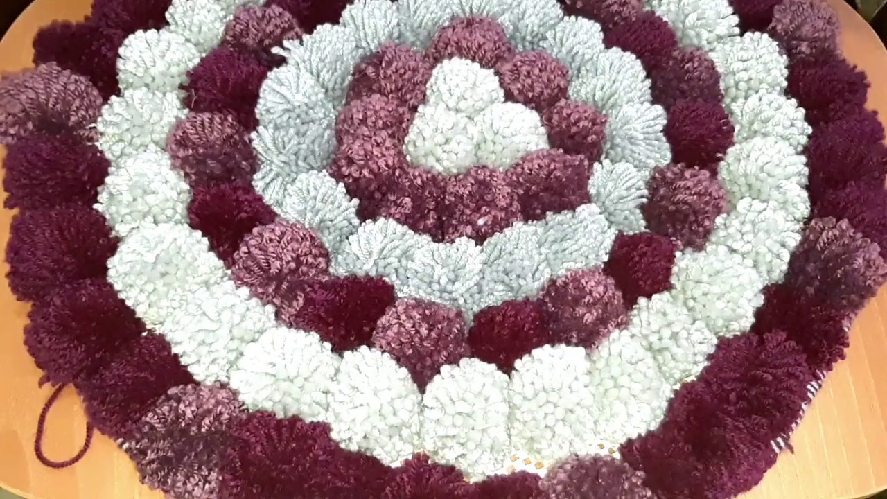 عمل سجادة الصوف بكرات البوم بوم Using My Hands | DIY Pom Rug