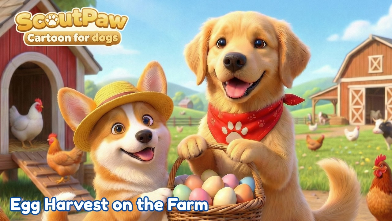 ScoutPaw Egg Harvest on the Farm  🐶🥚 Best Dog Cartoon for Puppies to Watch, in Colors They Can See