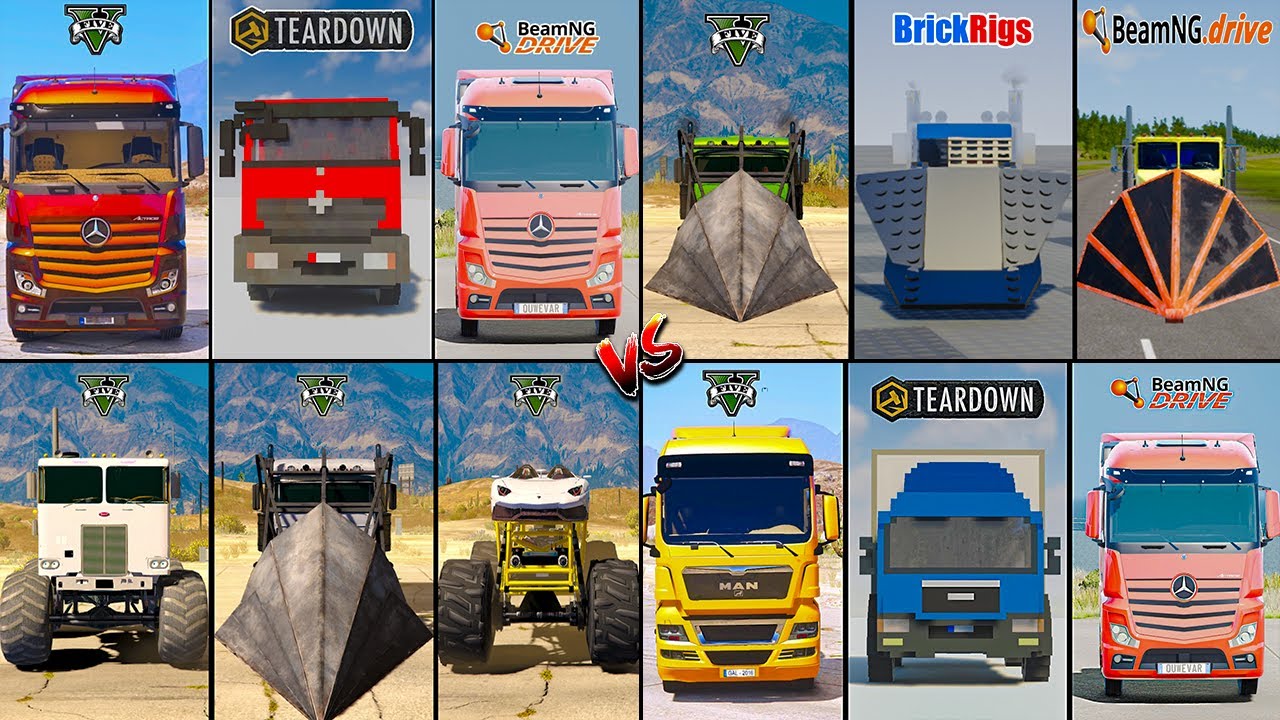 MONSTER TRUCK VS MAN VS ACTROS VS RAMP TRUCK IN TEARDOWN VS BEAMNG - WHICH IS BEST  ?