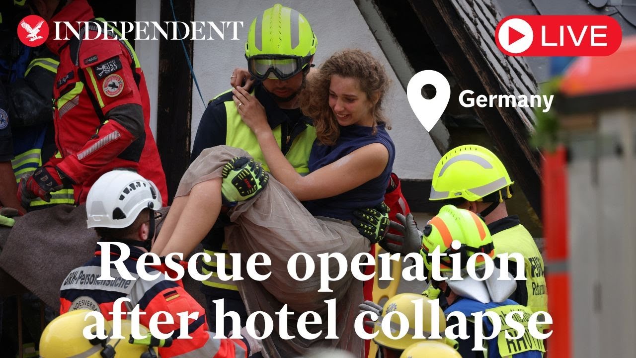 Live: Scene of hotel collapse in German town after one killed and eight remain trapped