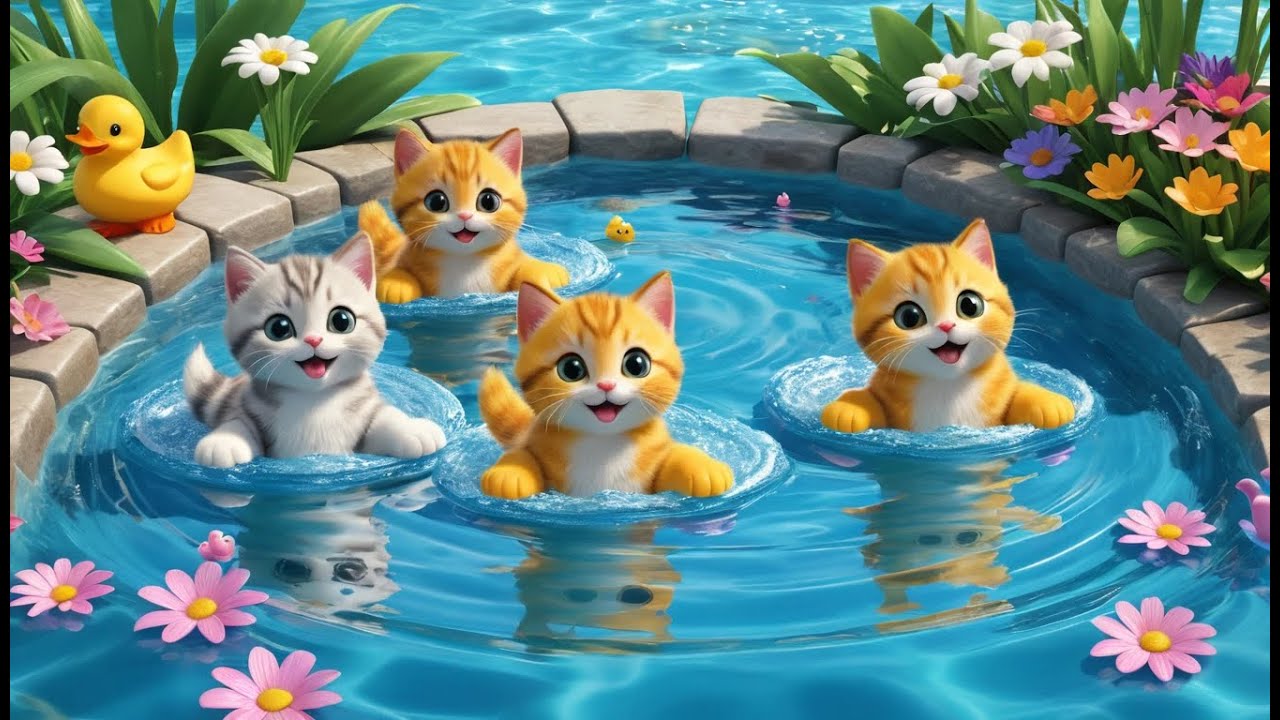 Six Silly Kittens Jumping in the Pool | Funny Cat Song for Kids | Playful Rhyme for Toddlers