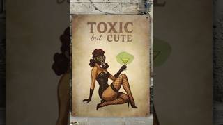 Toxic but Cute 🍸 Vintage Pinup Metal Sign | Retro Gas Mask Wall Art | 12x16 Decor #postapocalyptic