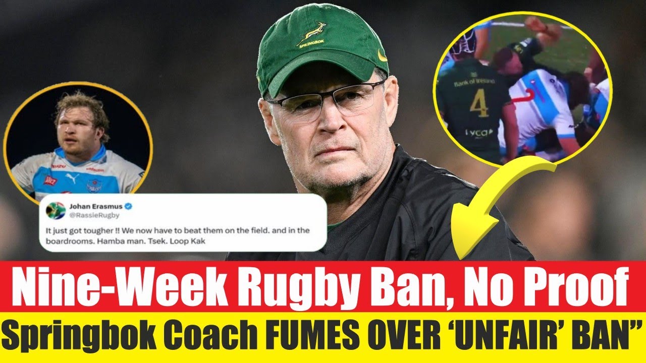Тренер «Спрингбока» в ярости из-за «несправедливого» запрета на регби сроком на девять недель без...