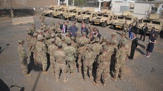 Task force alamo, texas army national guard soldiers, meet
representatives from texas, mississippi, kansas, georgia and puerto
rico at camp lemonnier, djibou...