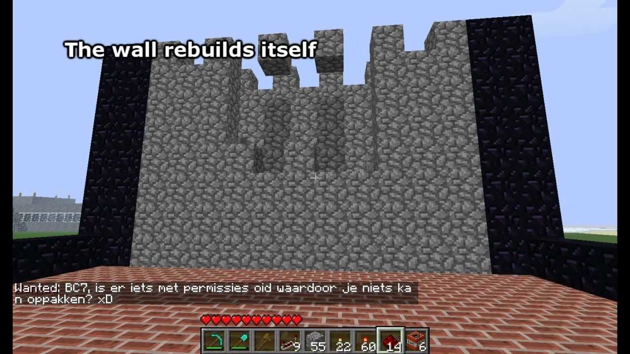 Minecraft SelfBuilding Wall (Pistons) YouTube