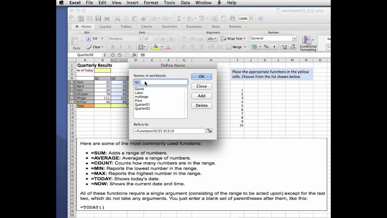 How to add date lookup in excel 2011 for mac