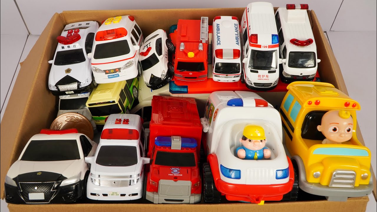 救急車パトカー消防車のミニカーが走る走る！坂道を緊急走行テスト Ambulance police car Minicar of fire truck run run! Slope drive test