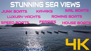 4K Scenery Of Sea Views Sampans Junk Boats Fishing Boats Yachts