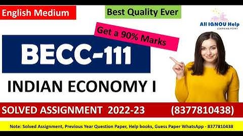 {BECC-111 Indian Economy I}  IGNOU SOLVEDASSIGNMENT|Best Quality|Order Now forHandwritten|Solved PDF