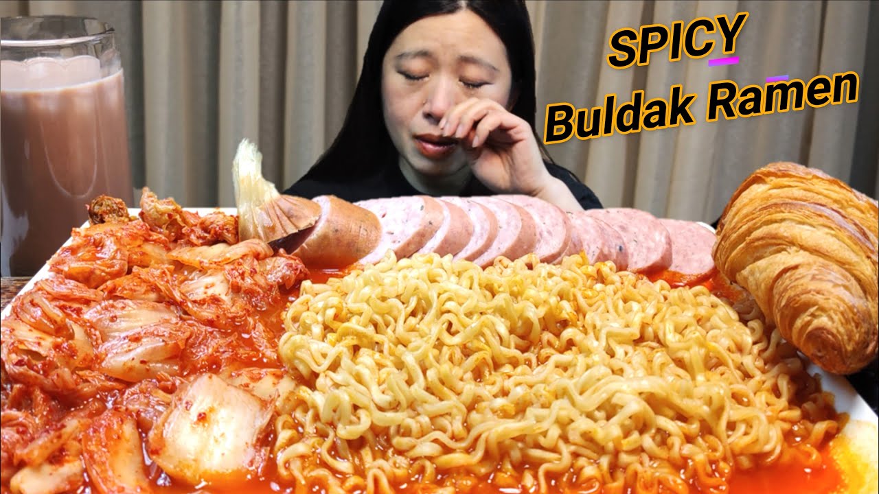 ASMR MUKBANG Spicy Buldak Ramen Kimchi And Butter Croissant asmr-mukbang-spicy-buldak-ramen-kimchi-and-butter-croissant
