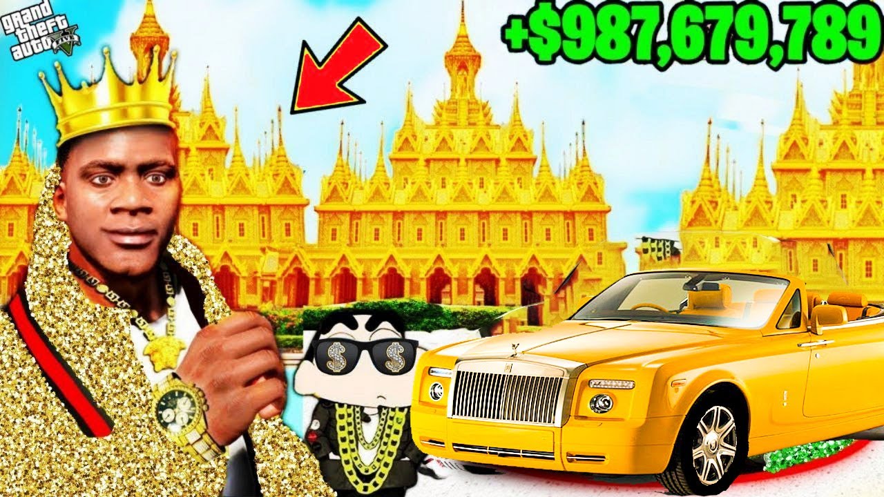 FRANKLIN TOUCH ANYTHING BECOME GOLD || EVERYTHING IS FREE IN GTA 5 || Shinchan and Franklin Rich
