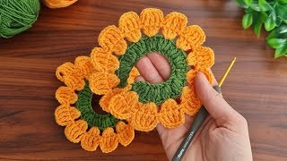 3D⚡💯Crochet Flower💯👌 Very easy crochet rose flower making for beginners. #crochet #flowers