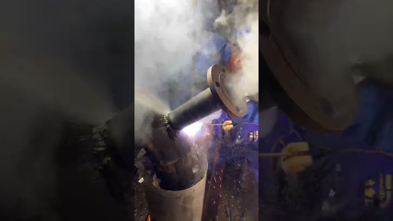 Extreme work!!! OLS  process (online leak sealing) in the  Daerator area PLTU. 