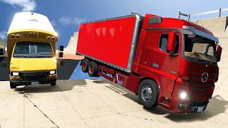 EURO TRUCK VS SCHOOL BUS🔥 CARS, TRUCKS AND BUSES MEGA RAMP RACING GAME SIMULATOR GAMEPLAY screenshot 3