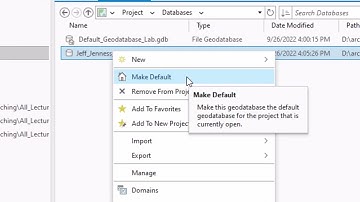 Geoprocessing and Automation in ArcGIS Pro: Lab Exercise 1; the Default Geodatabase