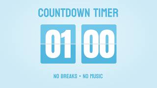 1Min Countdown Timer ✨ Flip Clock ⏰ No Breaks & No Music
