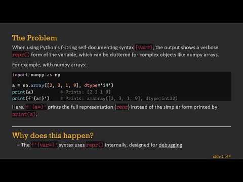 Reducing Verbosity of self-documenting Expressions in Python f-strings