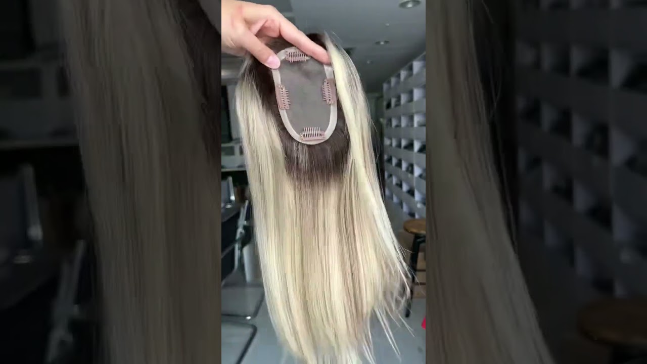 Mini 3x5 Mono Hair Topper | Rooted Blonde | Feissi Hair’s Natural Solution