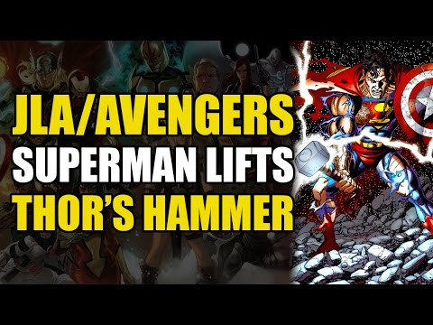 superman-lifts-thor’s-hammer-(jla/avengers:-marvel-vs-dc-crossover)