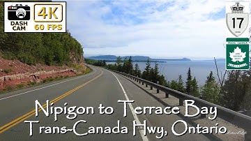 🚗 4K Drive Along the Trans-Canada Highway 🌲| Nipigon to Terrace Bay’s Stunning Coastline! 🇨🇦